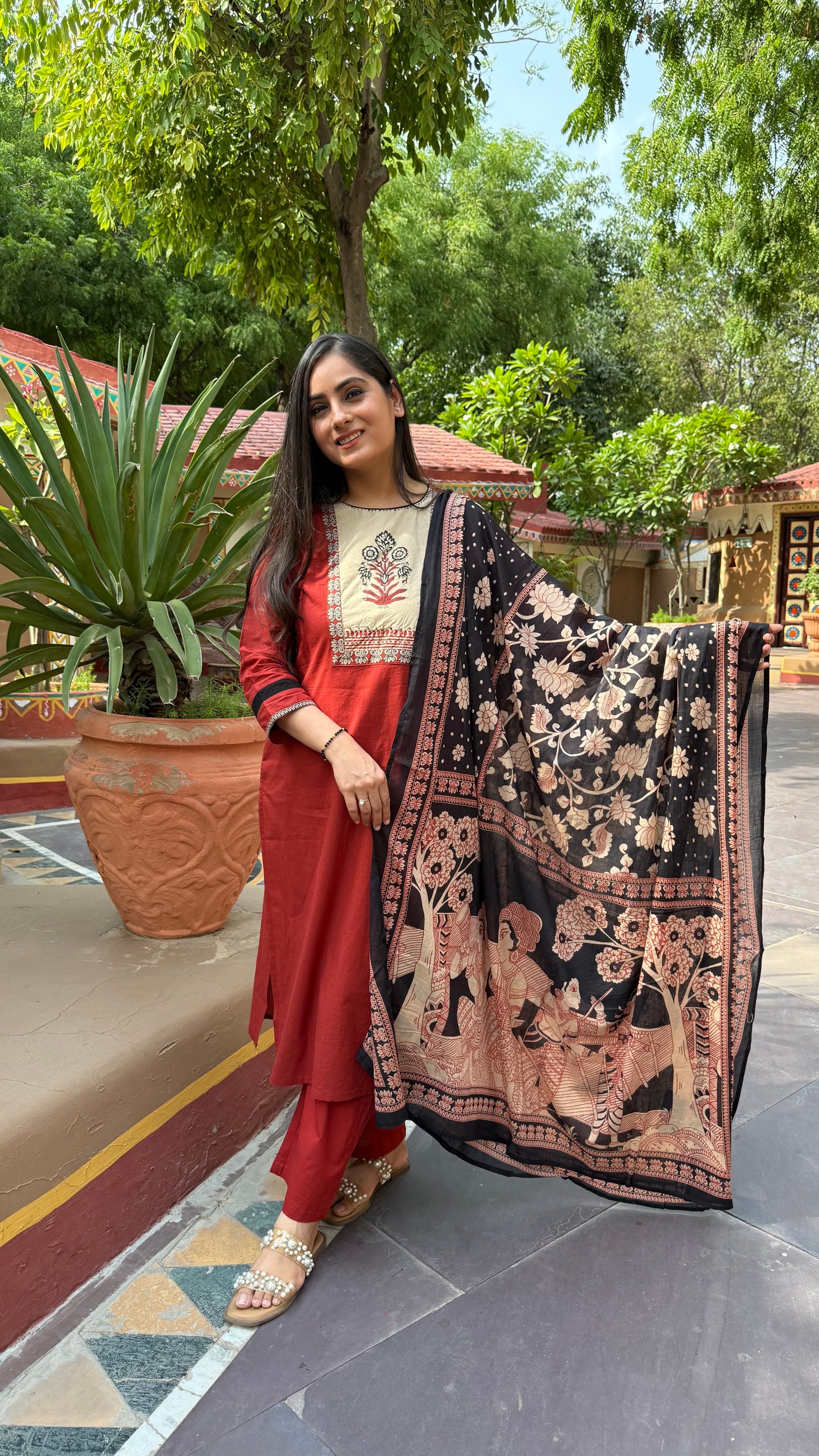 Rustic Riwaayat Hand Block Patchwork Suit Set