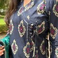 Ikkat Blue Wrap-Style Suit Set