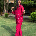 Anaira Pink Embroidered Coord Set
