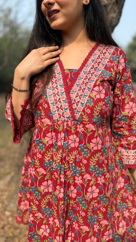 Avni Maroon A-Line Coord Set