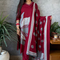 Archana Maroon Grey Printed Suit