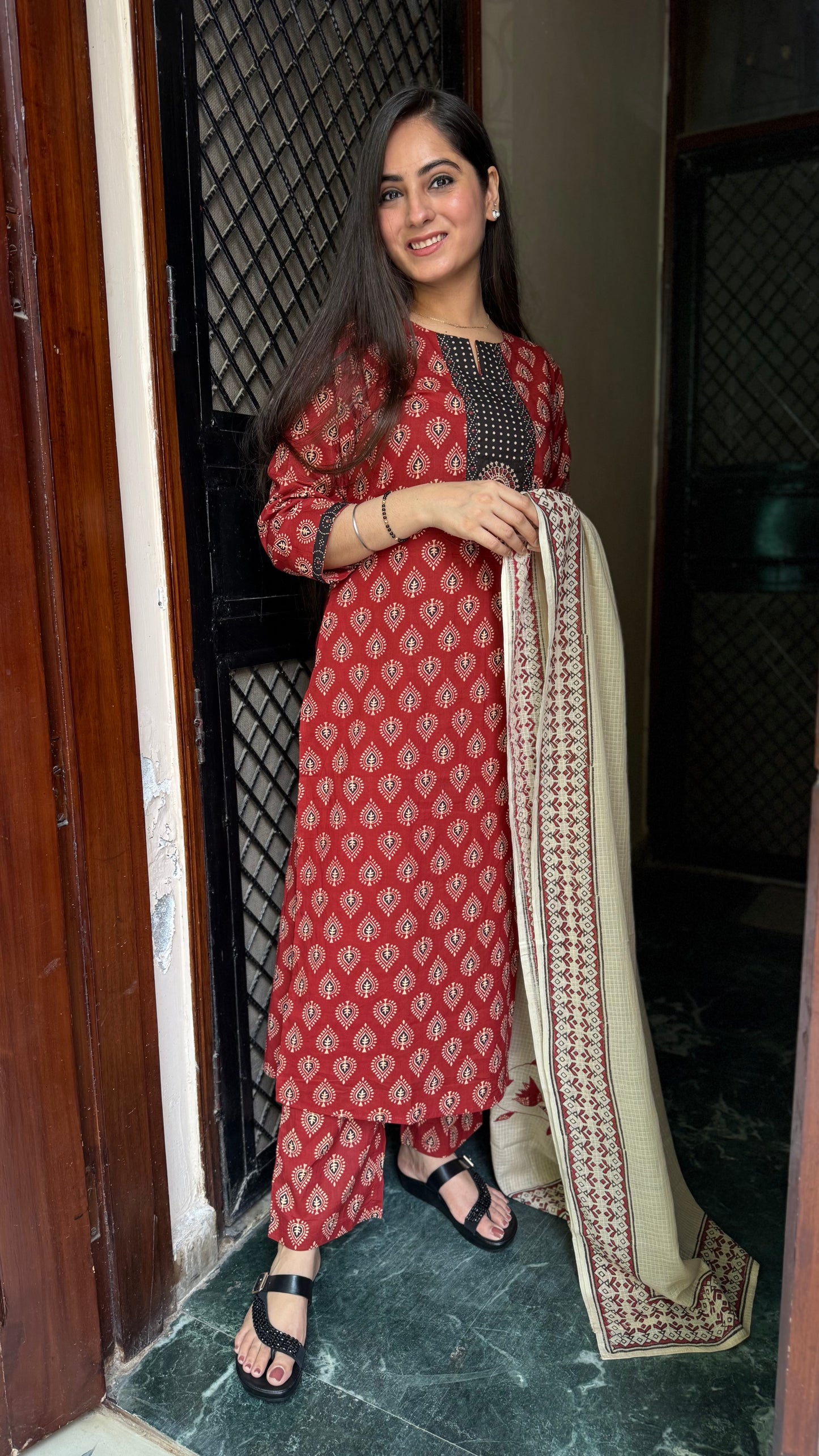 Chahat Rust Cotton Suit