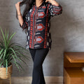 Midnight Printed Button-Down Top