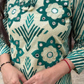 Naina Green Mirror Stripes Suit