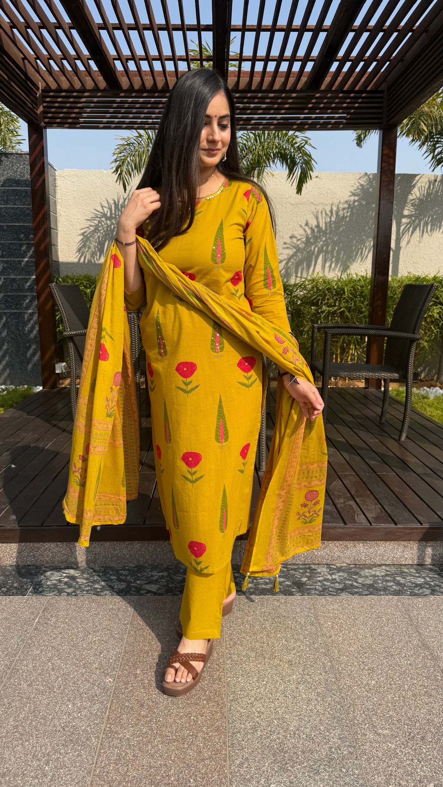 Misha Mustard Cotton Suit