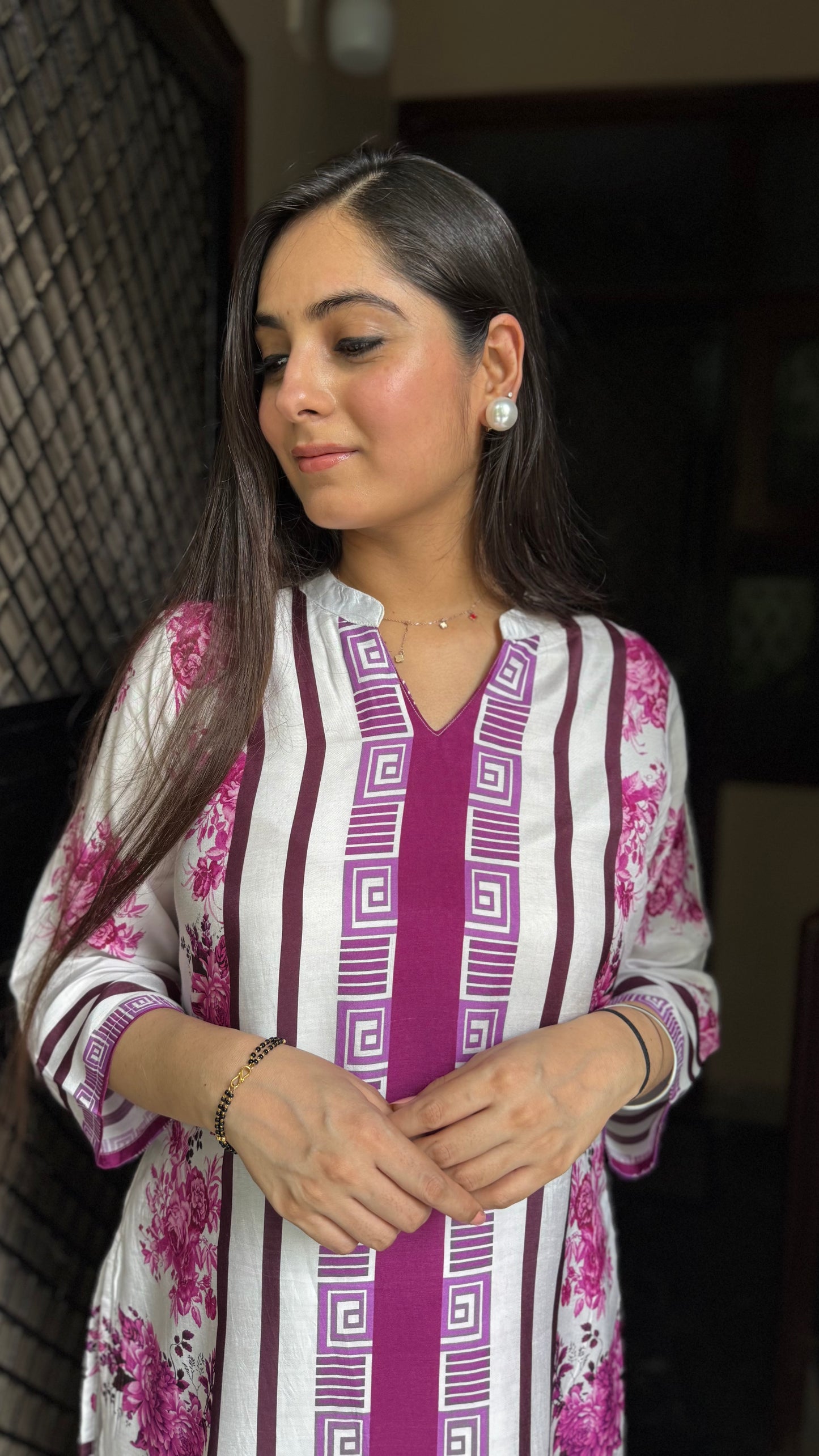 Shivani White Wine Muslin Coord Set