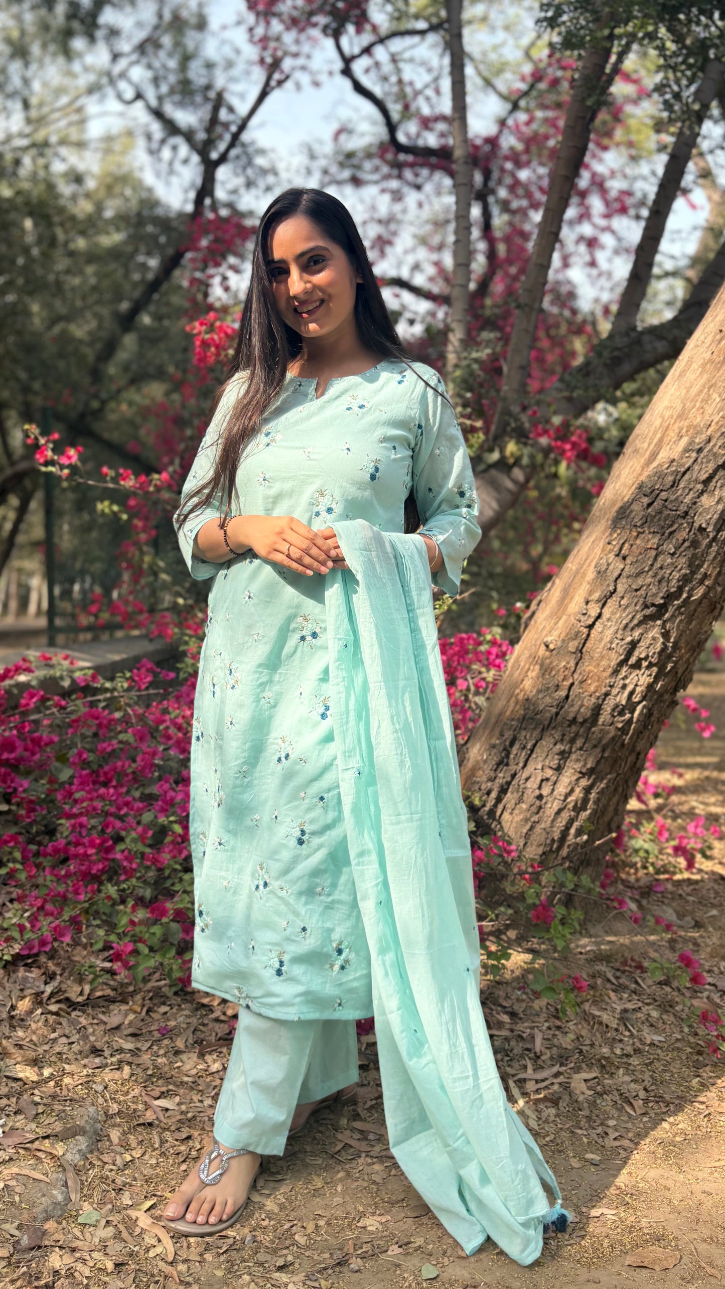 Pastel Bloom Cotton Mulmul Suit