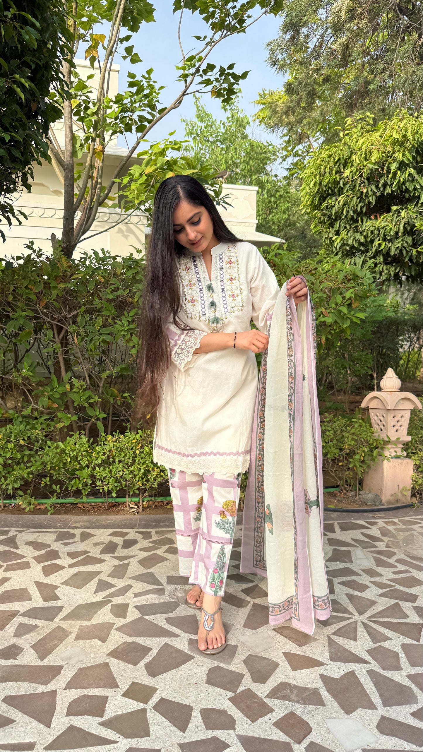 Lavender Bloom Cotton Suit Set