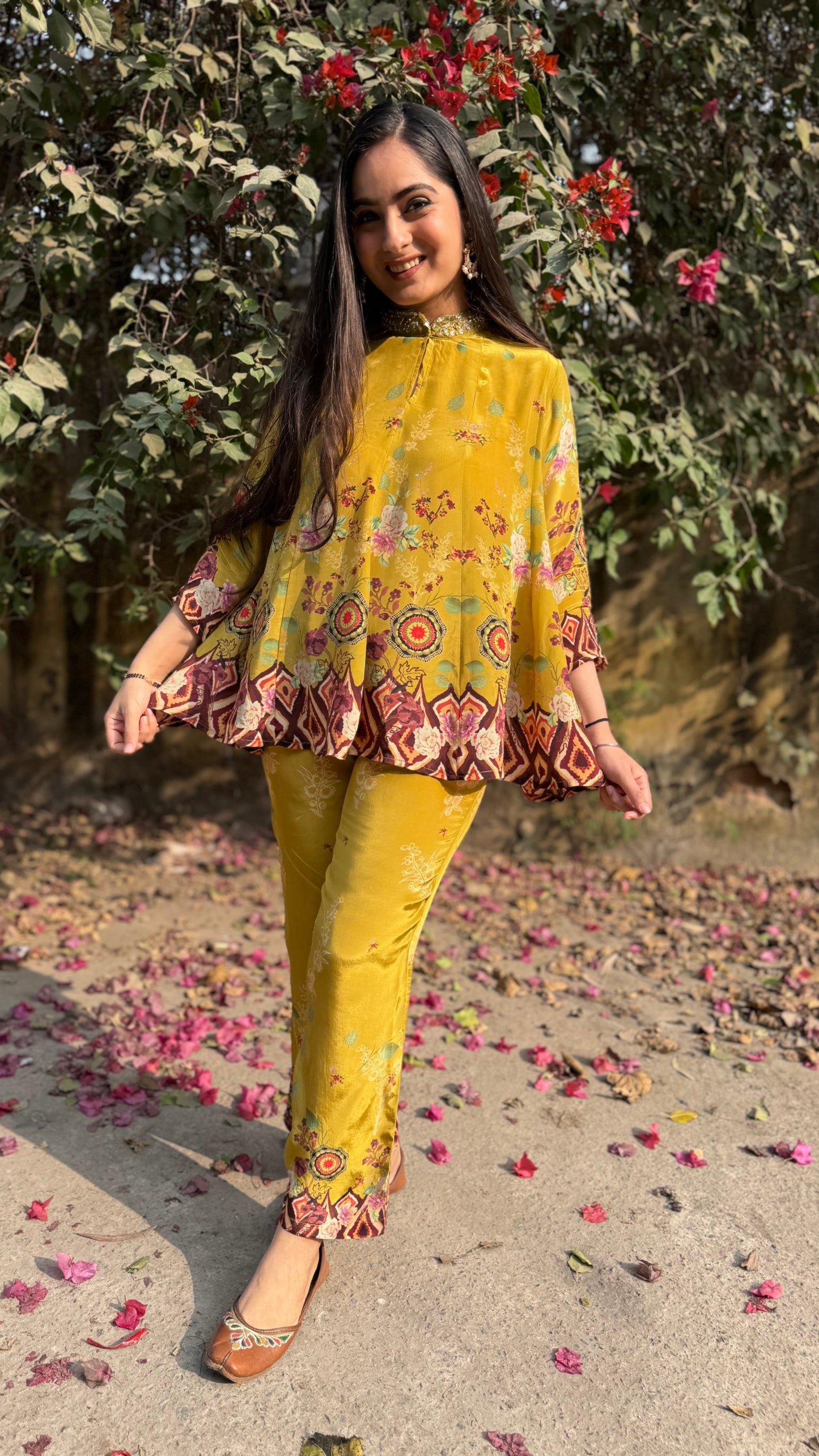 Alisha Mustard Flared Coord Set