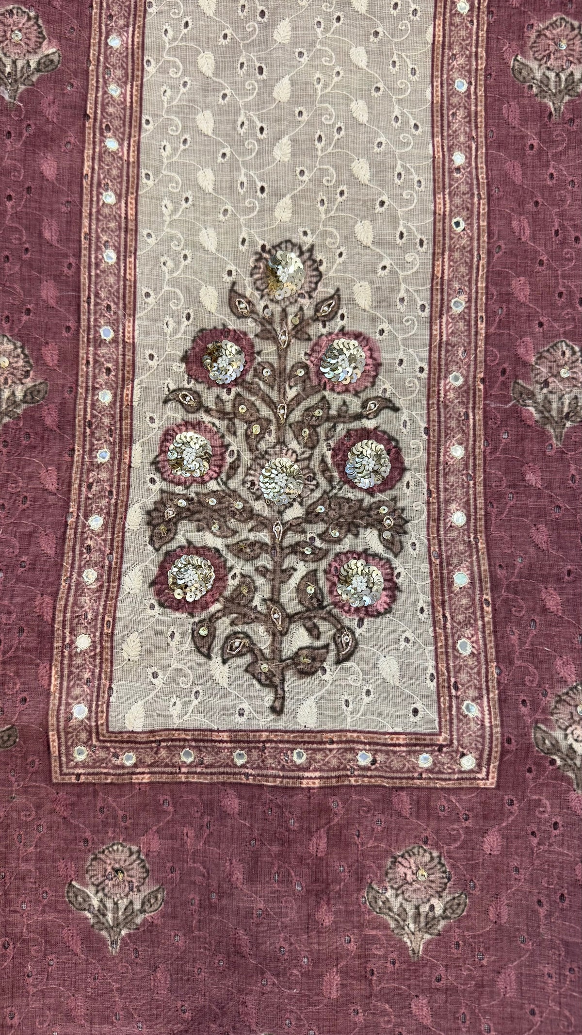 Zara Mauve Schiffli Unstitched Suit