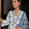 Shivani White Blue Palazzo Suit
