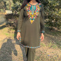Komal Olive Green Embroidered Coord Set