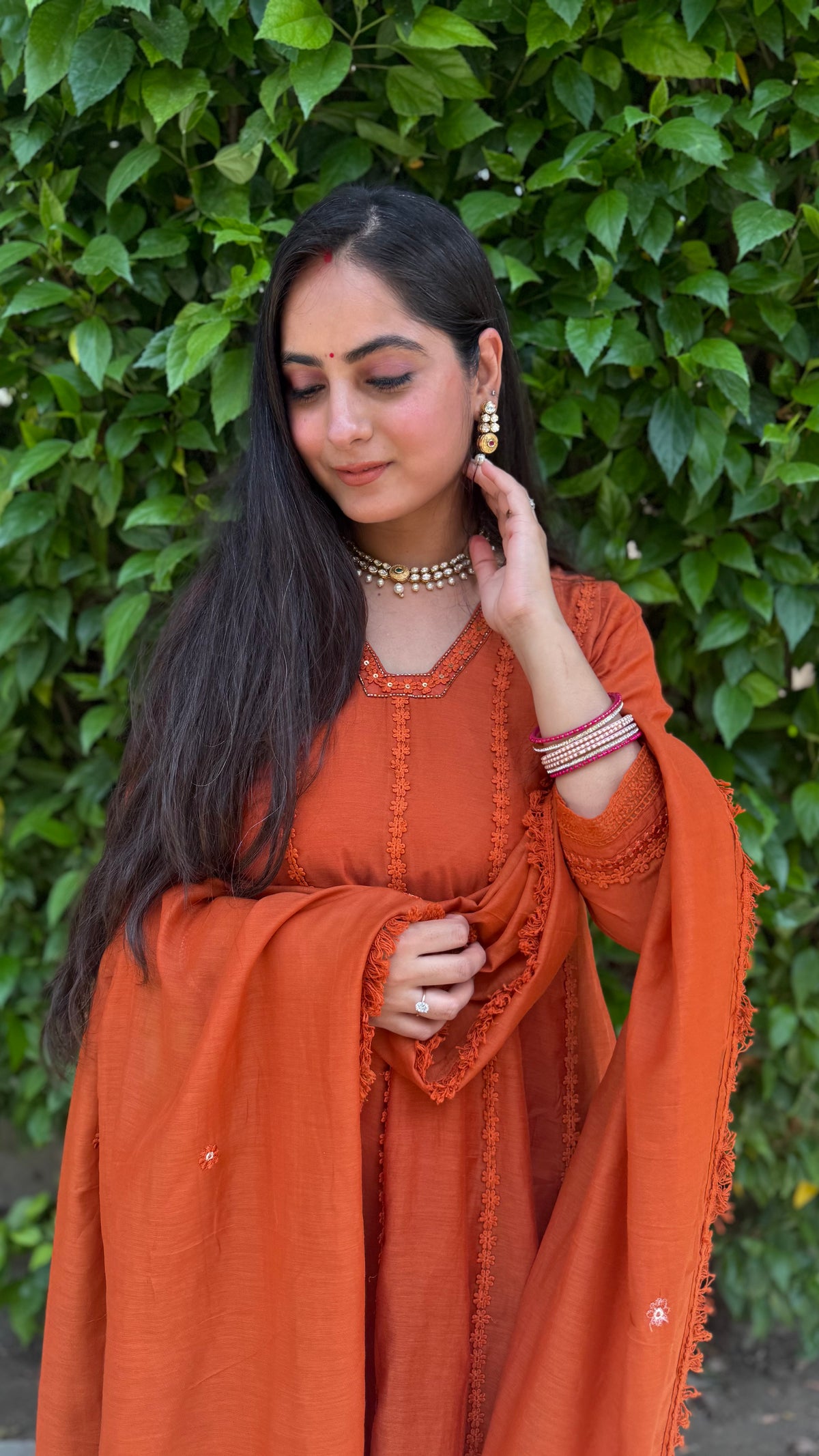 Nia Rust Orange Anarkali Suit