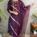 Paro Wine Chanderi Silk Suit