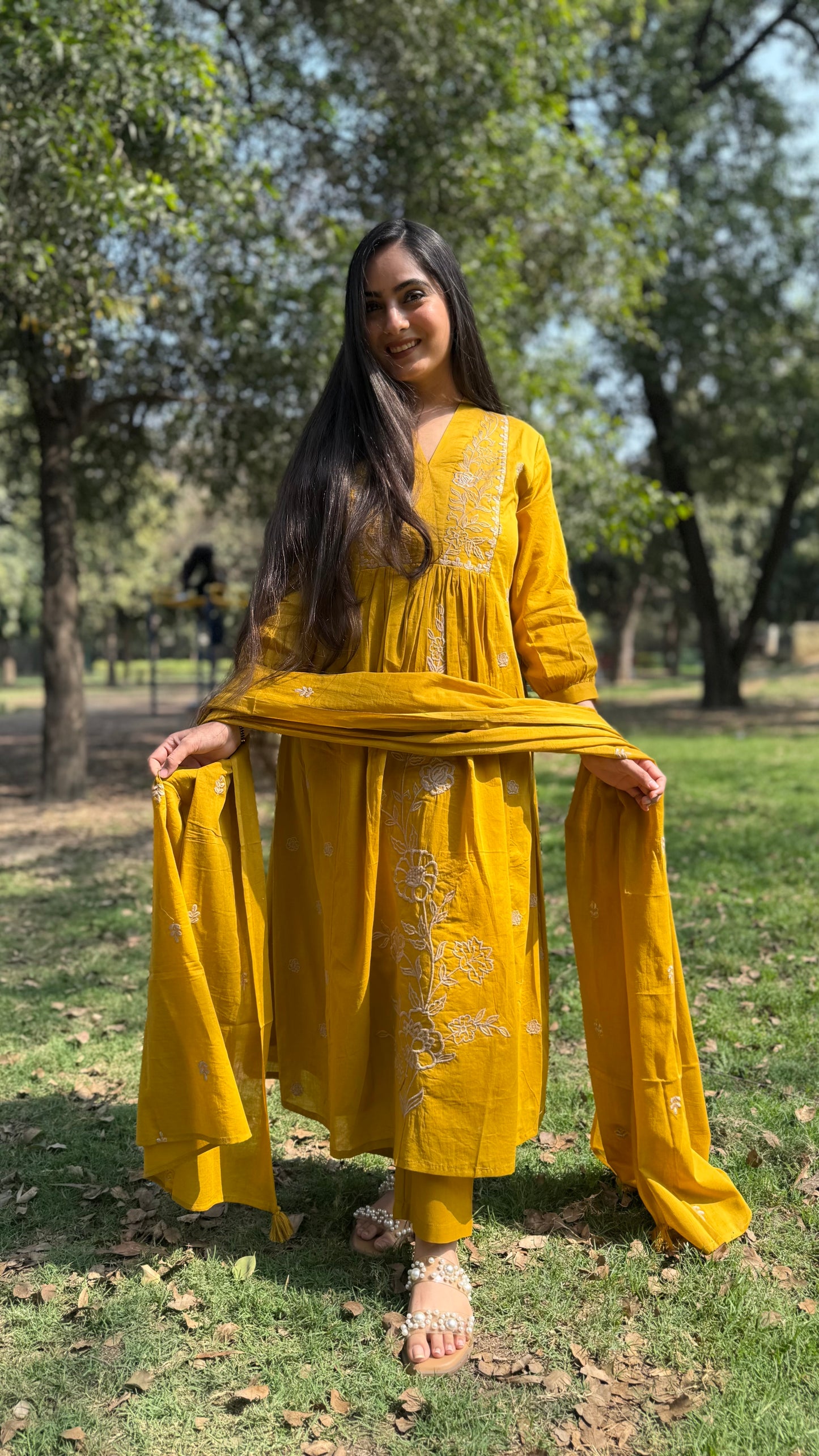 Priti Mustard A-Line Suit