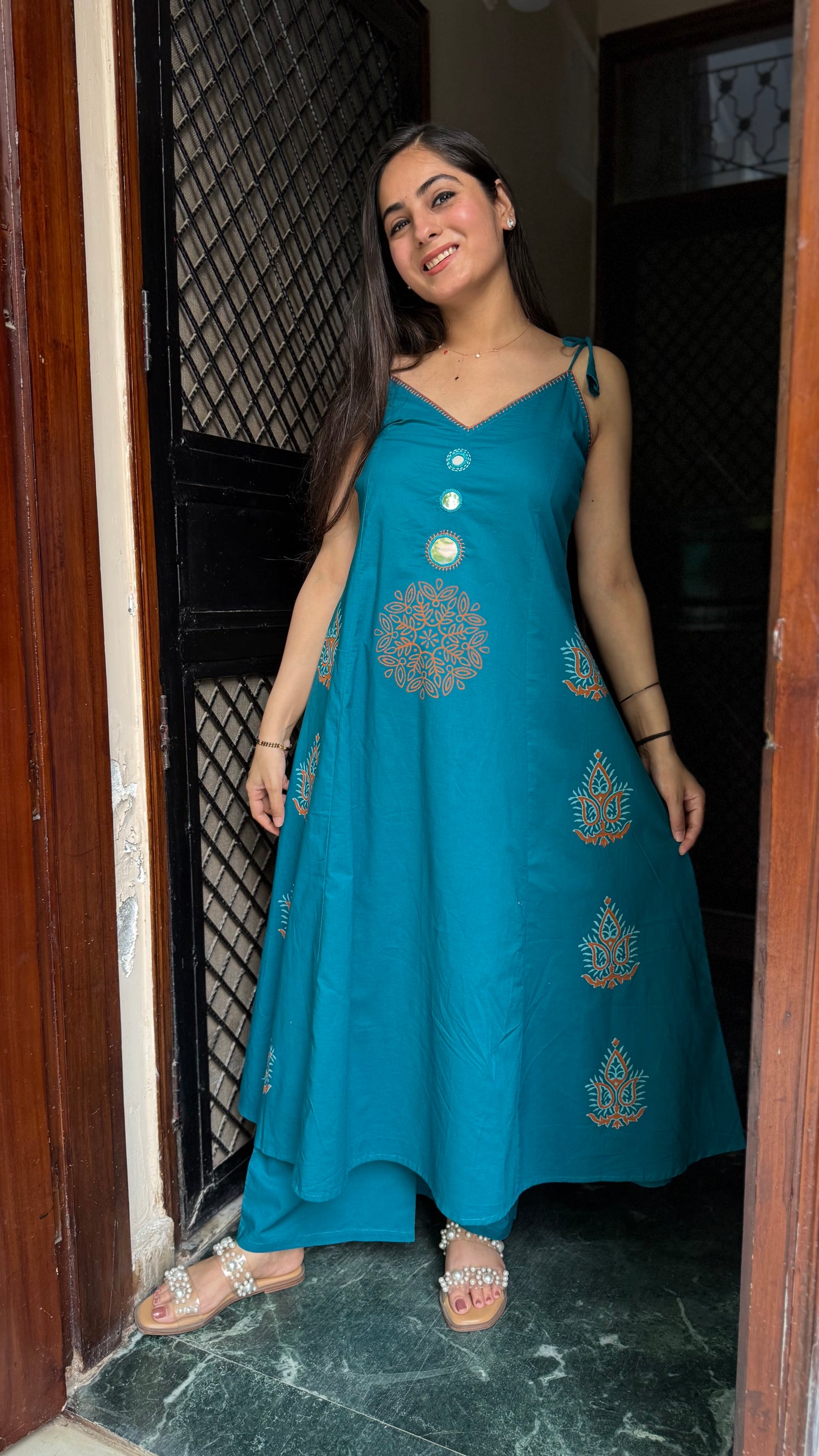 Ananya Teal A-Line Coord Set