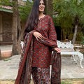 Earthy Rust Floral Farshi Suit