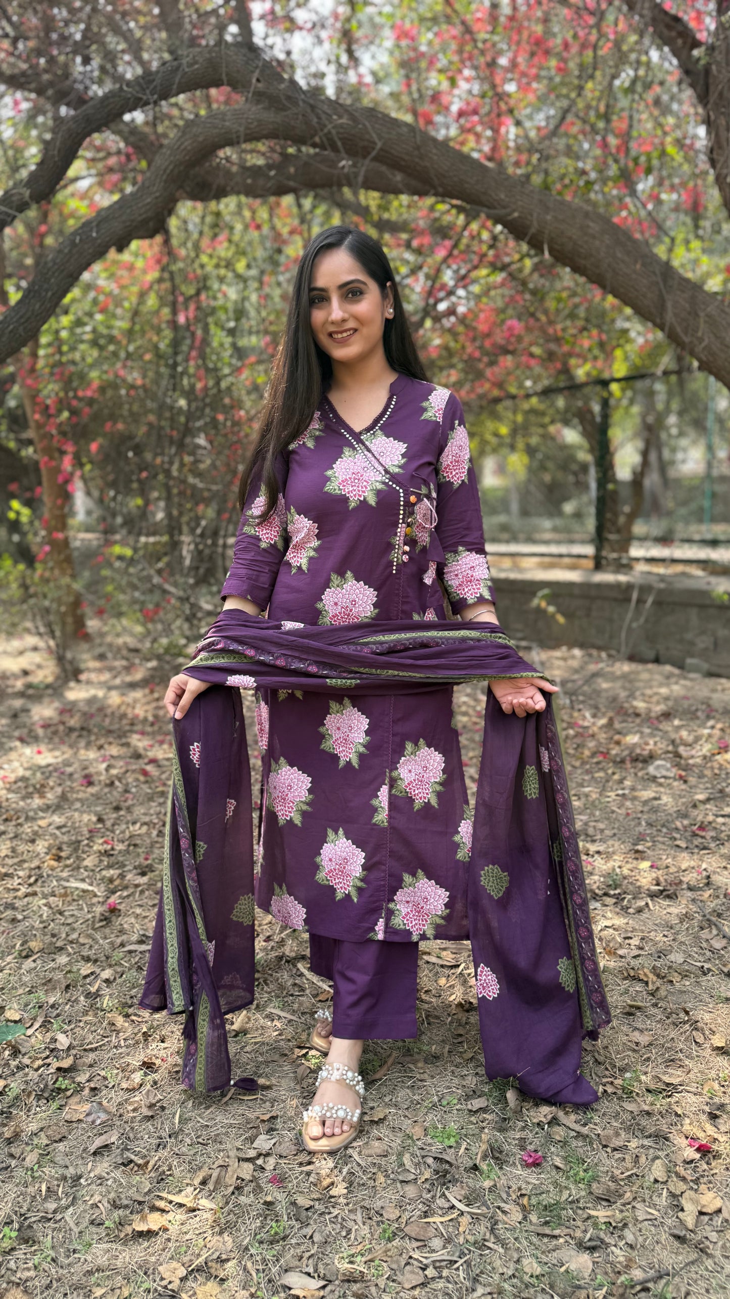 Priya Purple Cotton Suit