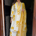 Ruhi Cream Mustard Lace Suit