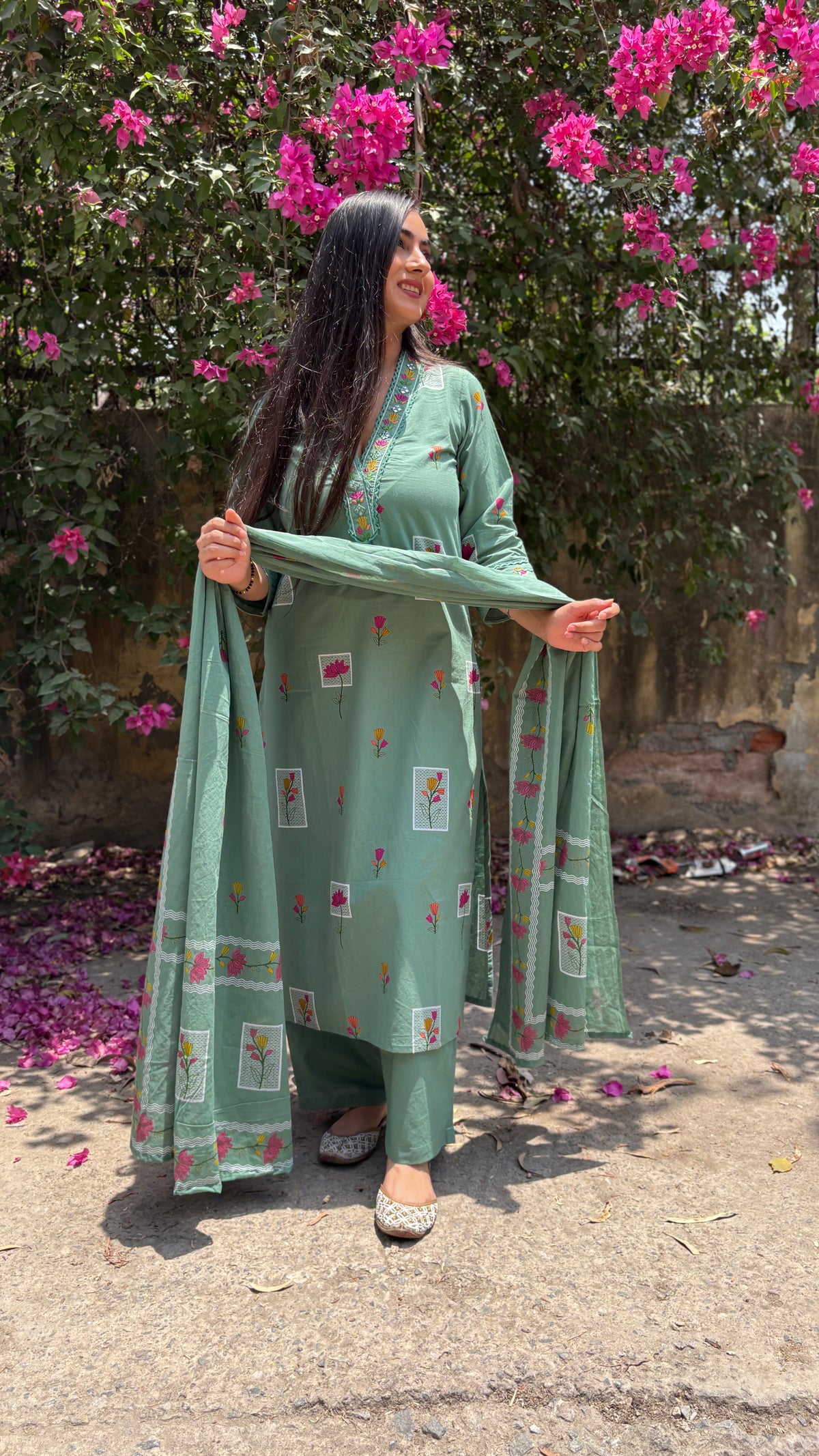 Rashmi Cyan Cotton Suit