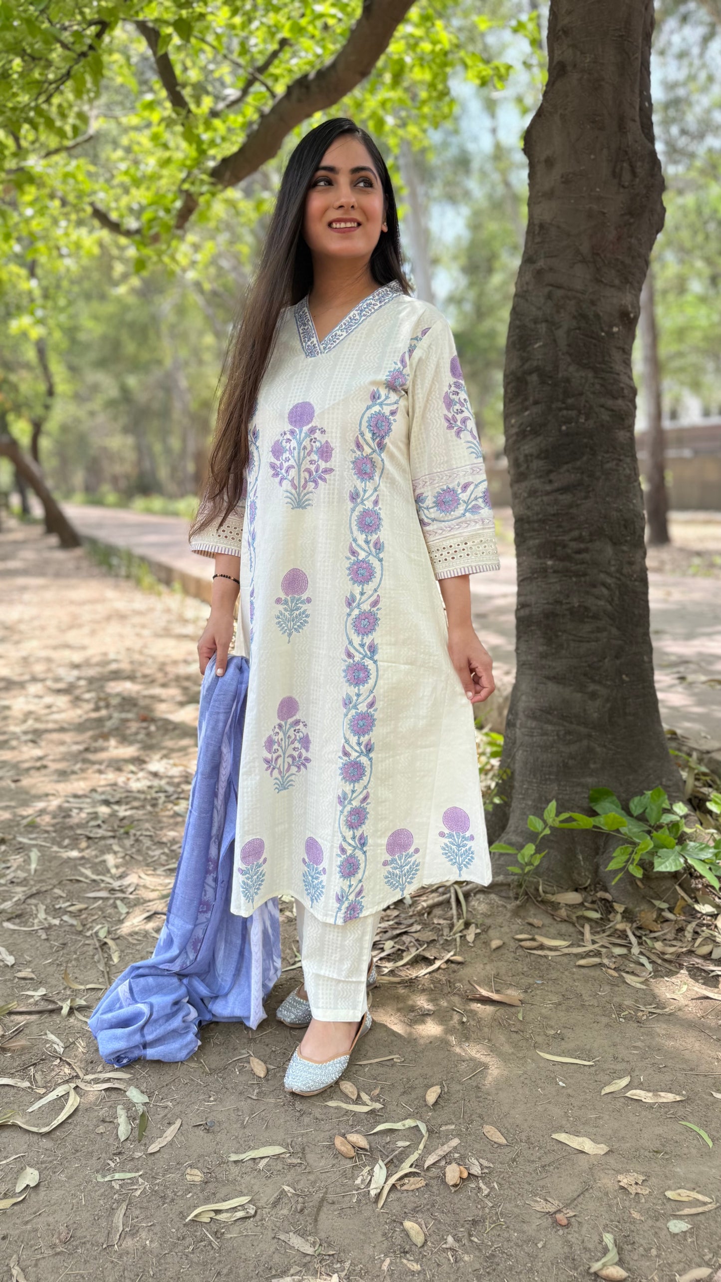 Sakshi Cream A-Line Suit