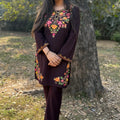 Ritu Wine Embroidered Coord Set