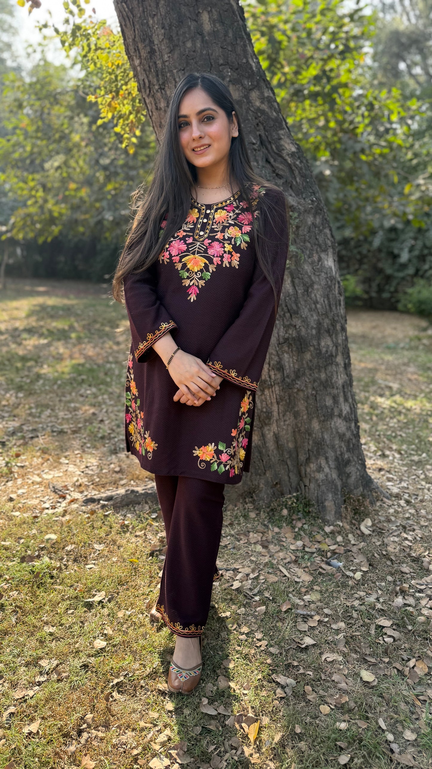 Ritu Wine Embroidered Coord Set