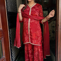 Fiza Garnet Chinnon Garara Suit