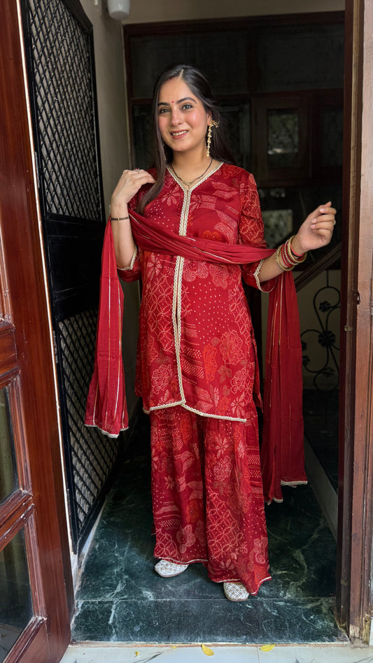 Fiza Garnet Chinnon Garara Suit