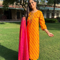 Priya Yellow Leheriya Suit Set