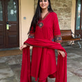 Anika Red Patchwork Suit Set