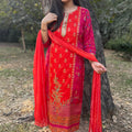 Ruhi Pink & Orange Banarasi  Suit