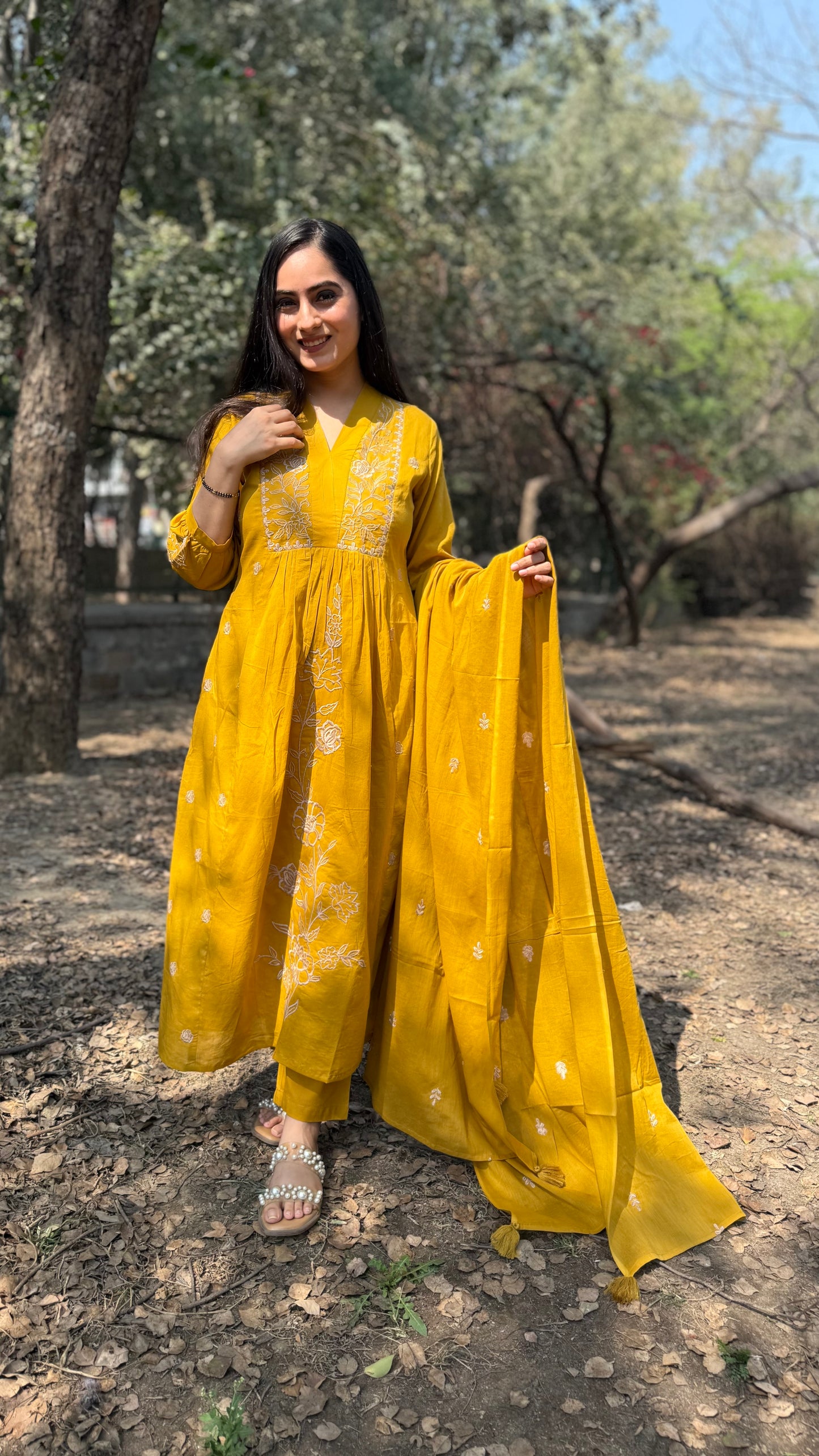 Priti Mustard A-Line Suit