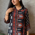 Midnight Printed Button-Down Top