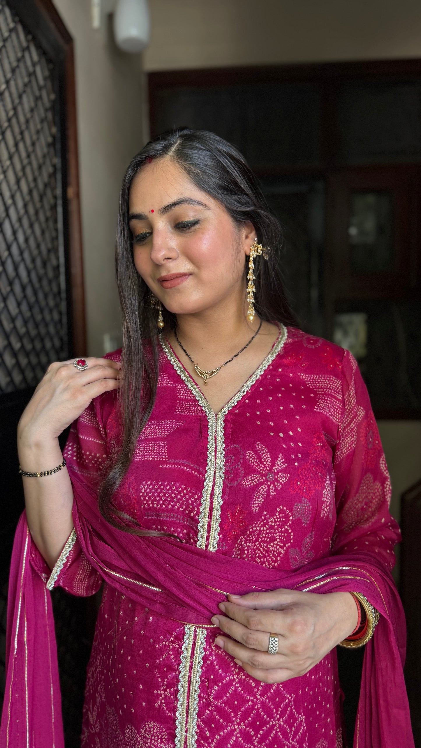 Fiza Pink Chinnon Garara Suit