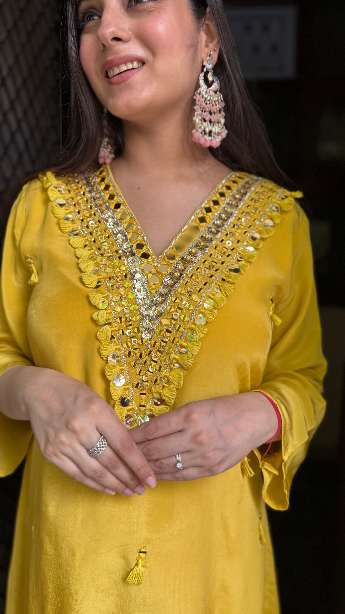 Jyoti Yellow Hand Embroidered Coord Set