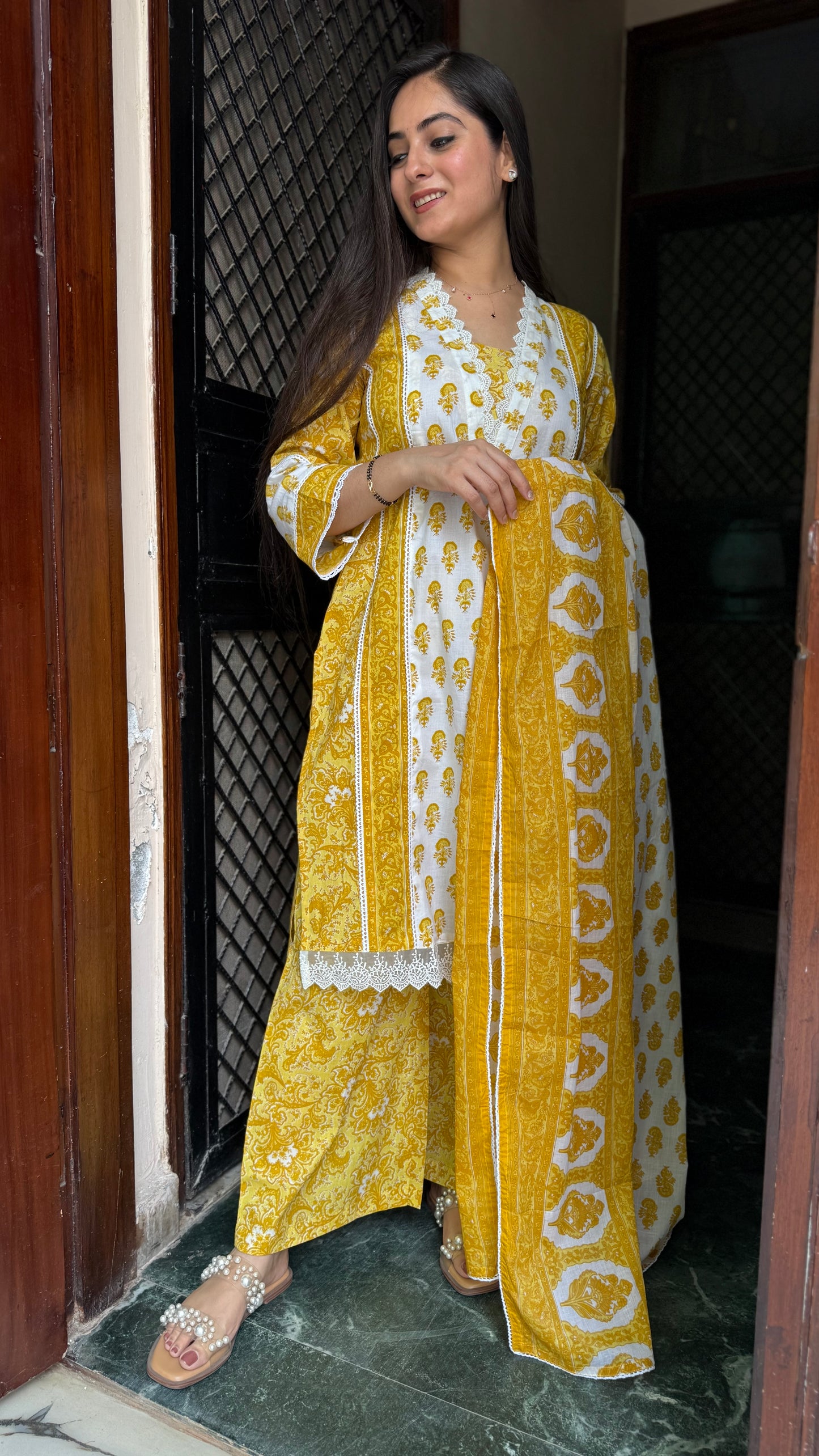 Diksha Mustard Palazzo Suit Set