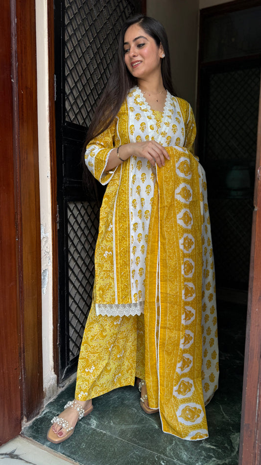 Diksha Mustard Palazzo Suit Set