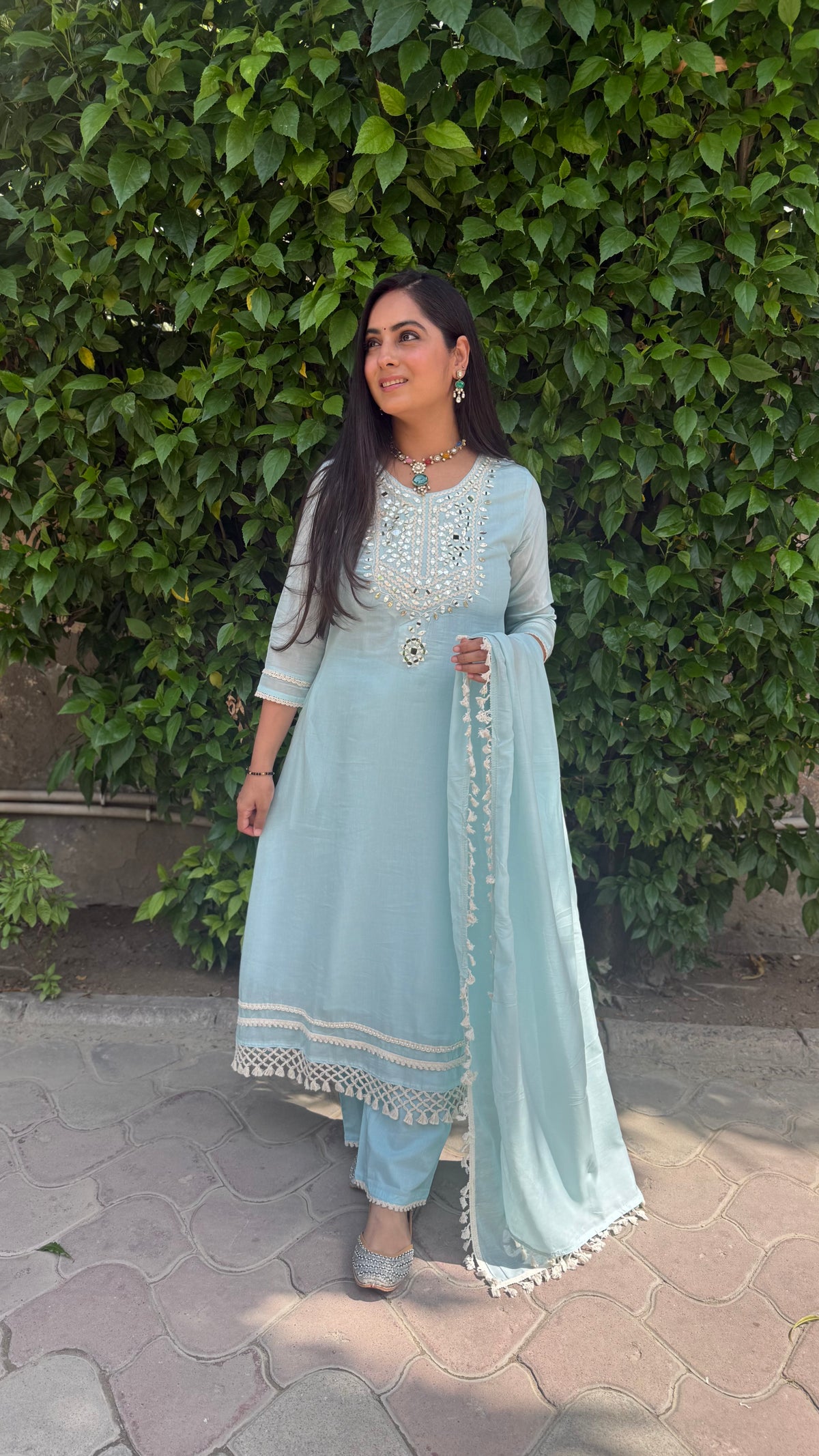 Aisha Sky Blue Mirror Suit