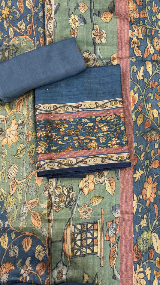 Sana Navy Floral Print Unstitched Suit