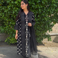 Elena Black Botanical Suit Set