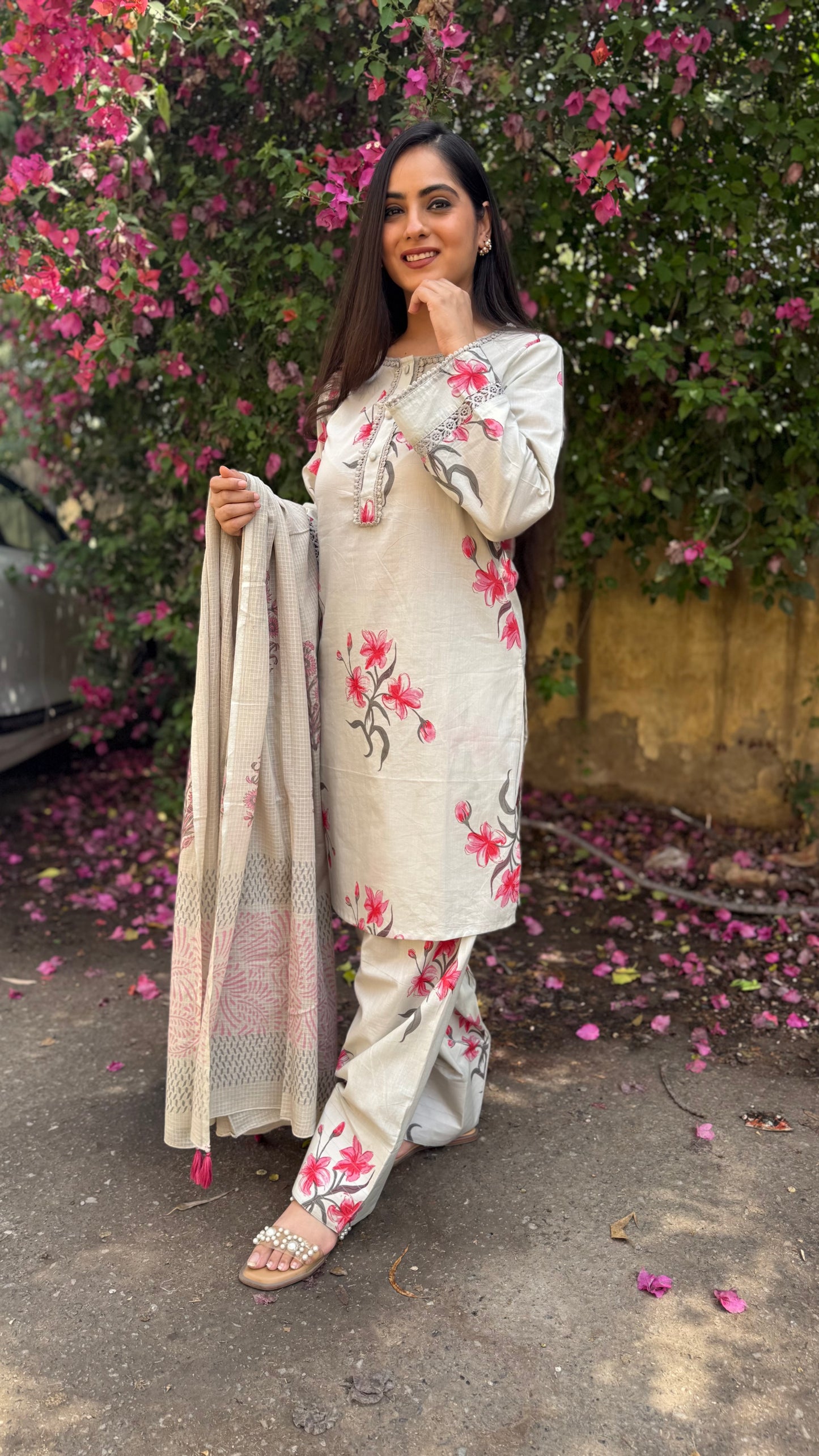 Pastel Grey Farshi Salwar Suit