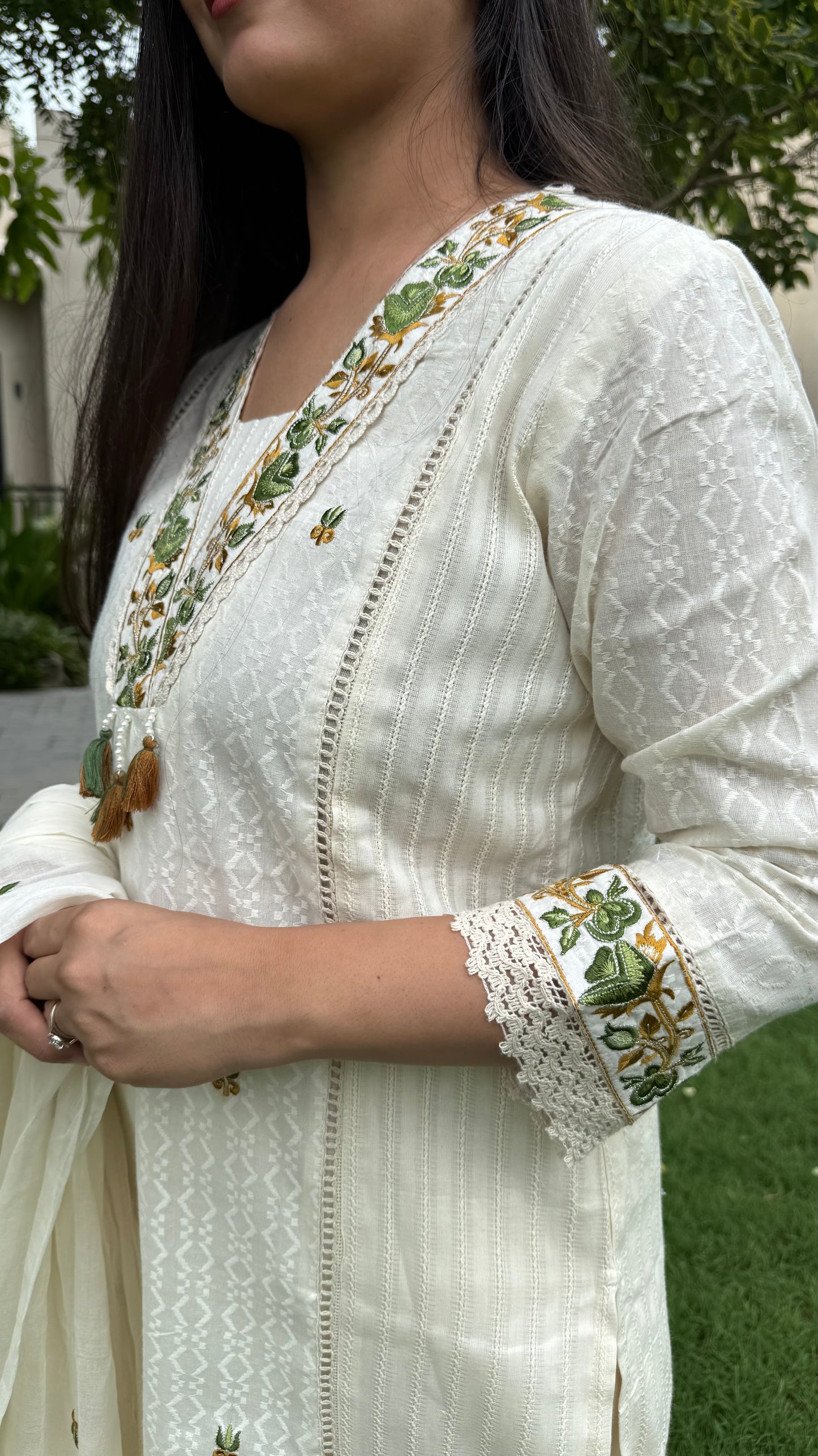 Anaya Ivory Embroidered Suit