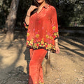 Alisha Brick Orange Flared Coord Set