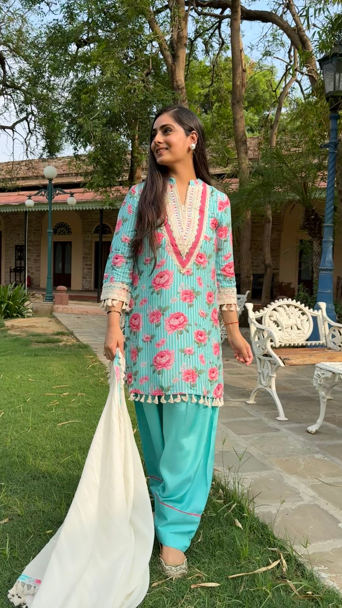 Blue Rose Lace Suit