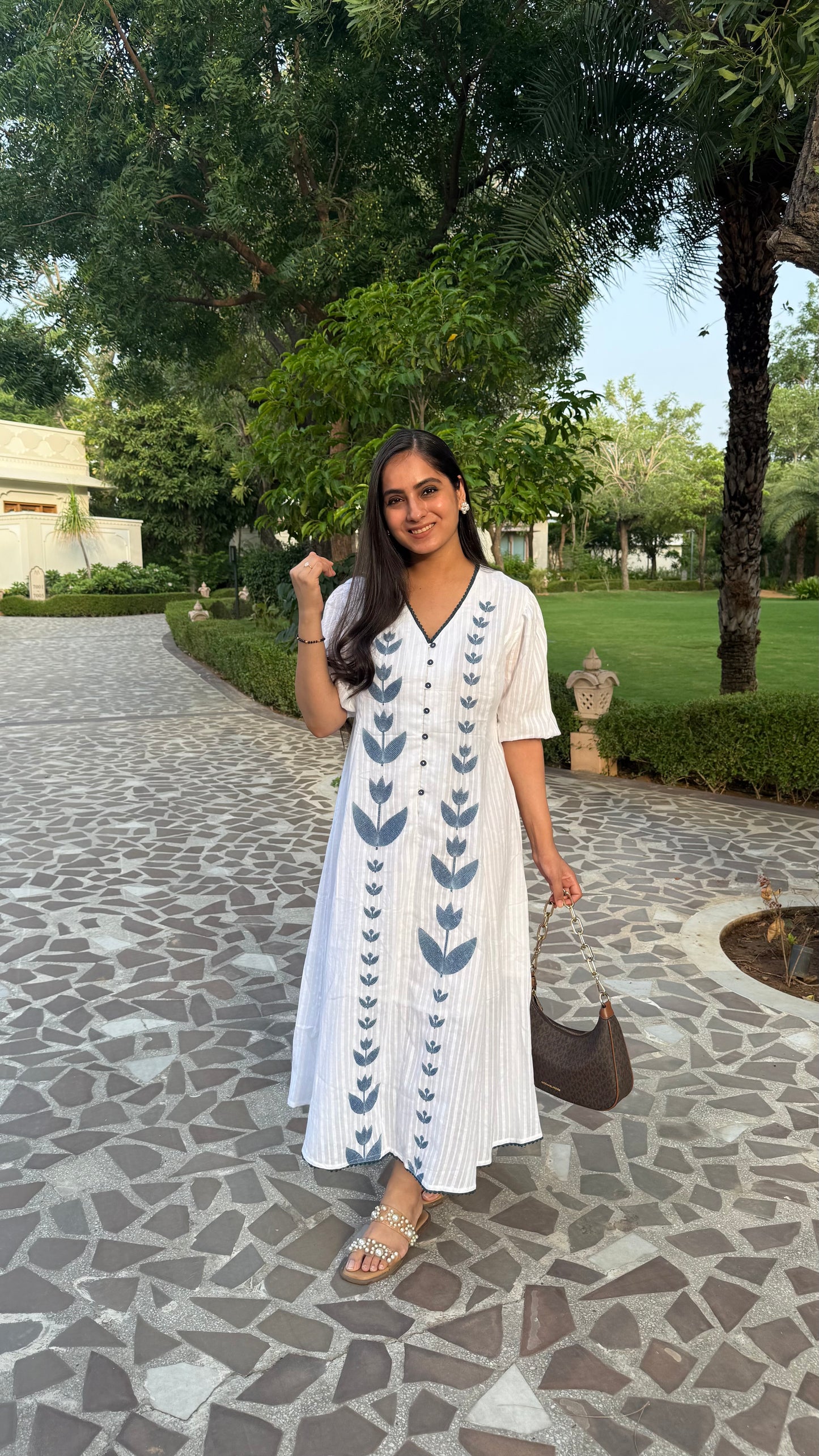 Azure Bloom Cotton Dress