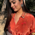 Alisha Brick Orange Flared Coord Set