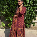 Kriti Maroon Floral Sharara Suit