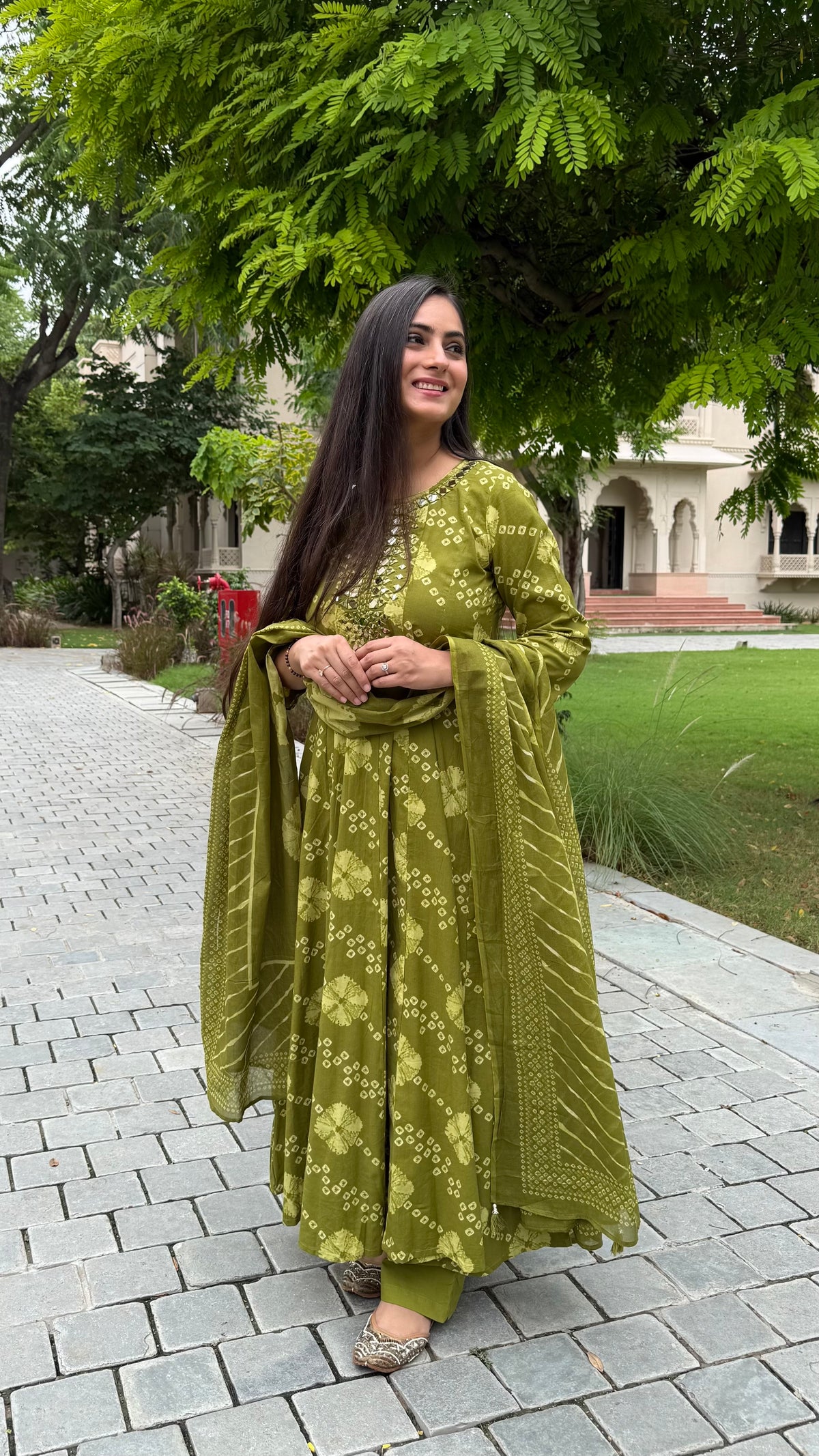 Kavya Green Shibori Anarkali Suit
