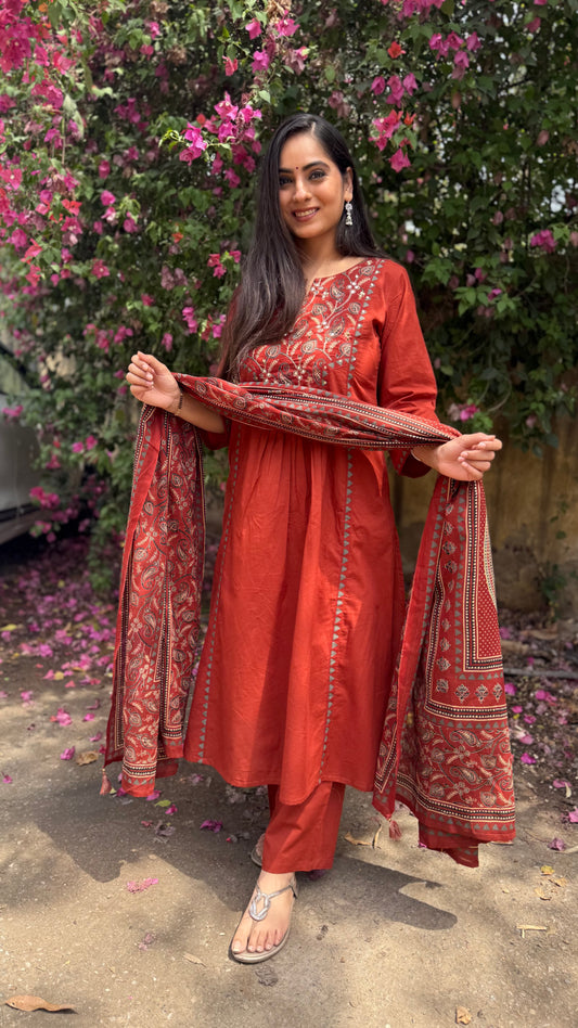 Kashish Rust A-Line Suit